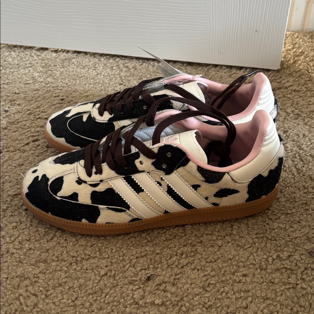 Adidas Samba OG W Cow Print Dark Brown Off White Women's